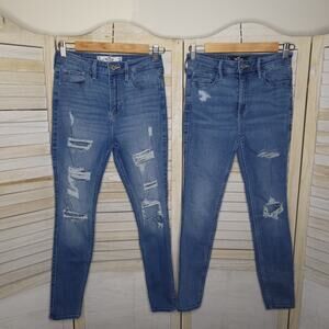 Two PAIR Hollister Skinny Jeans Size 3 Juniors 26 Waist Women's High Rise 2